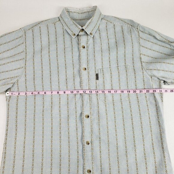 Woolrich Button Front Shirt Mens Large Blue Striped Long Sleeve Casual Dress - Picture 10 of 11
